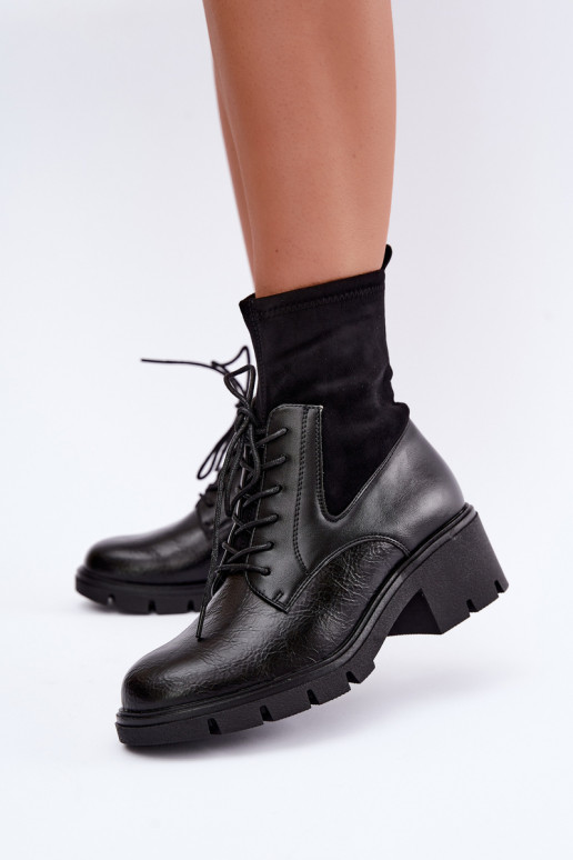 Botins isolados femininos com salto pretos Aurelis
