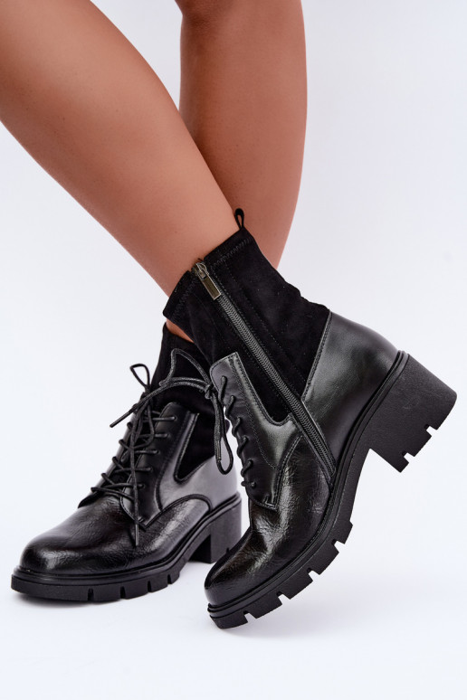 Botins isolados femininos com salto pretos Aurelis