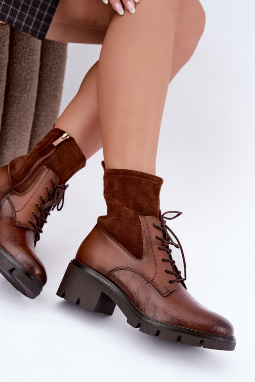 Botins isolados femininos com salto castanhos Aurelis