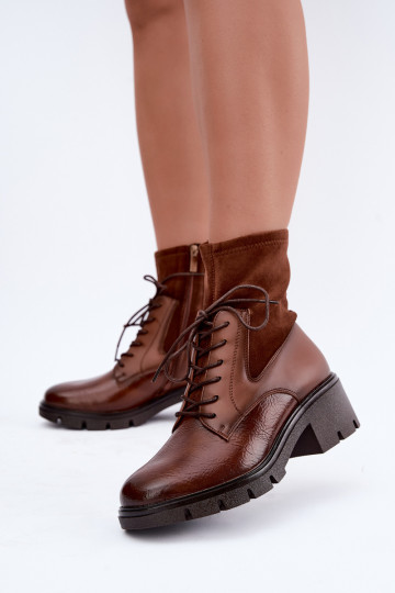 Botins isolados femininos com salto castanhos Aurelis 2