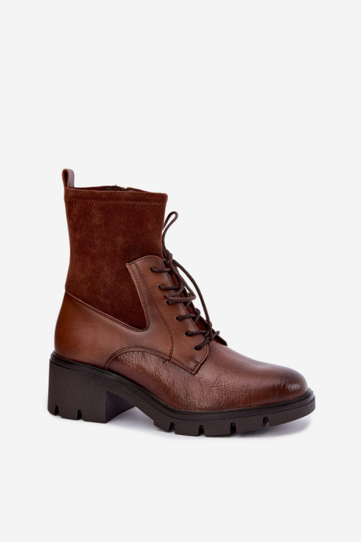 Botins isolados femininos com salto castanhos Aurelis