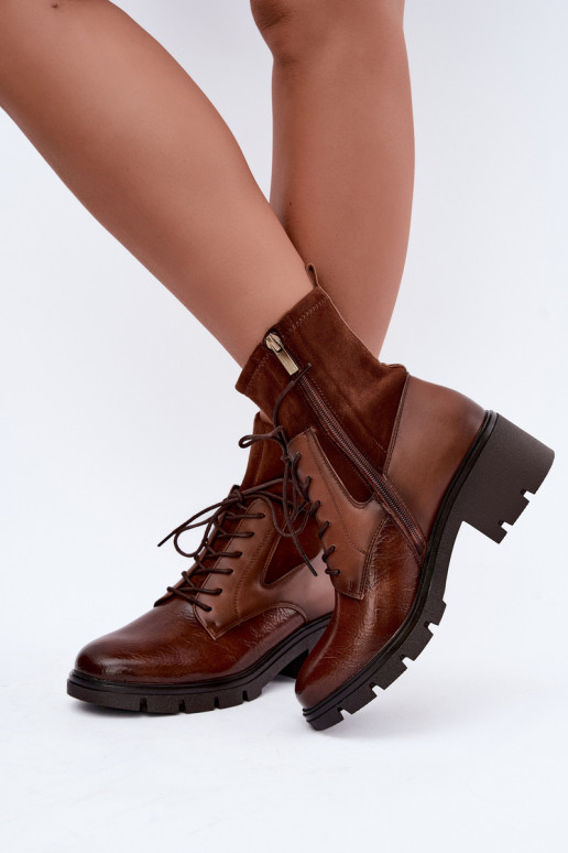 Botins isolados femininos com salto castanhos Aurelis