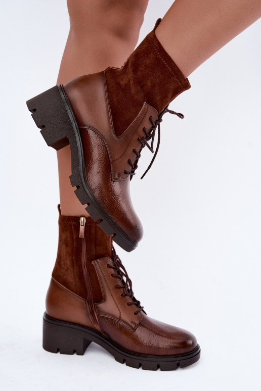 Botins isolados femininos com salto castanhos Aurelis