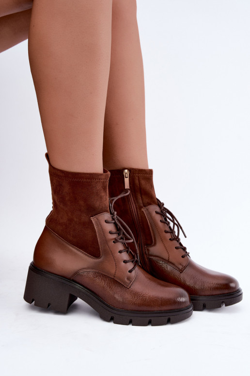 Botins isolados femininos com salto castanhos Aurelis