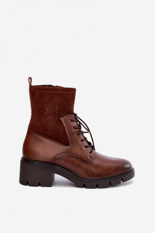 Botins isolados femininos com salto castanhos Aurelis