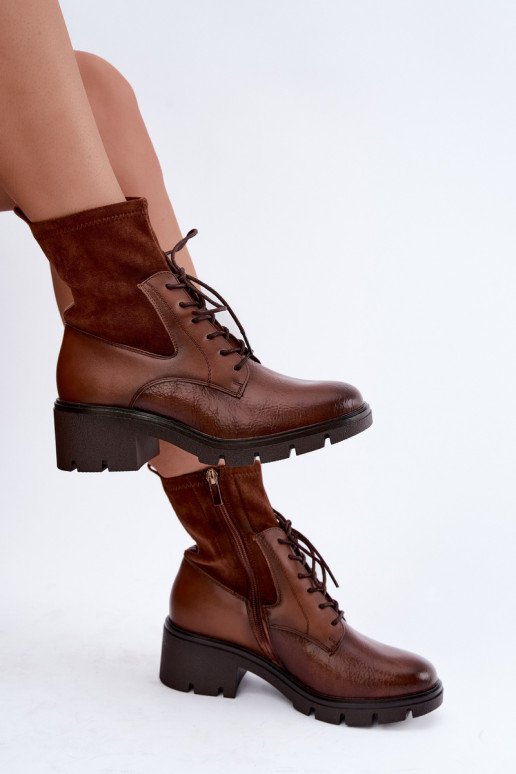 Botins isolados femininos com salto castanhos Aurelis