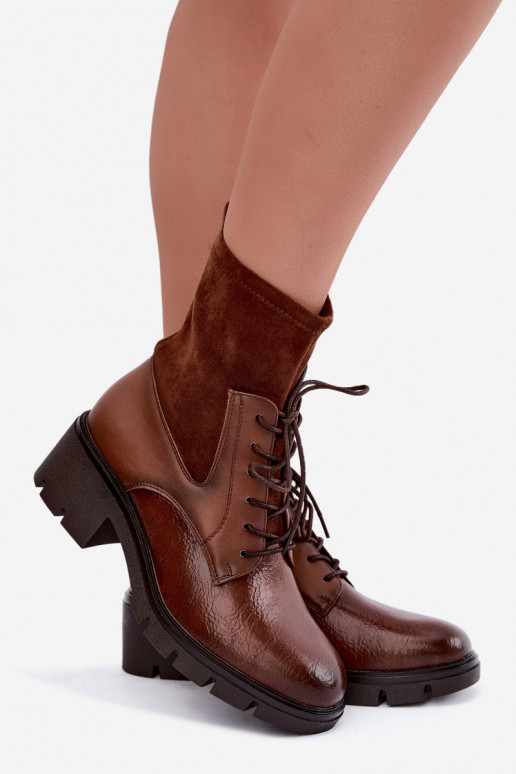 Botins isolados femininos com salto castanhos Aurelis