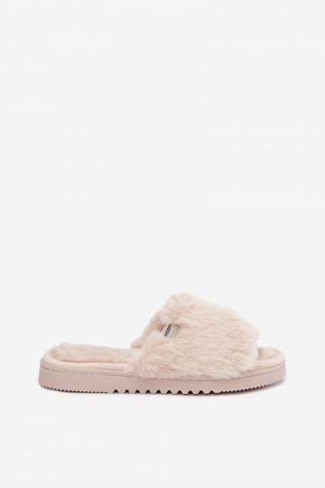 Chinelos femininos com pelo cor de areia Loraline 2