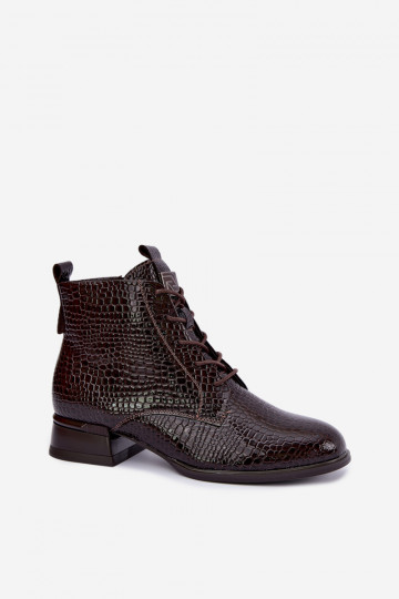 Botins isolados com efeito verniz e relevo Vinceza 58659 chocolate
