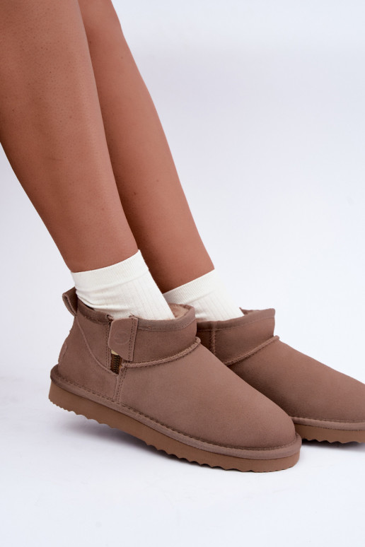 Botas de neve em camurça sintética com fecho éclair cor de areia Vinceza 97971