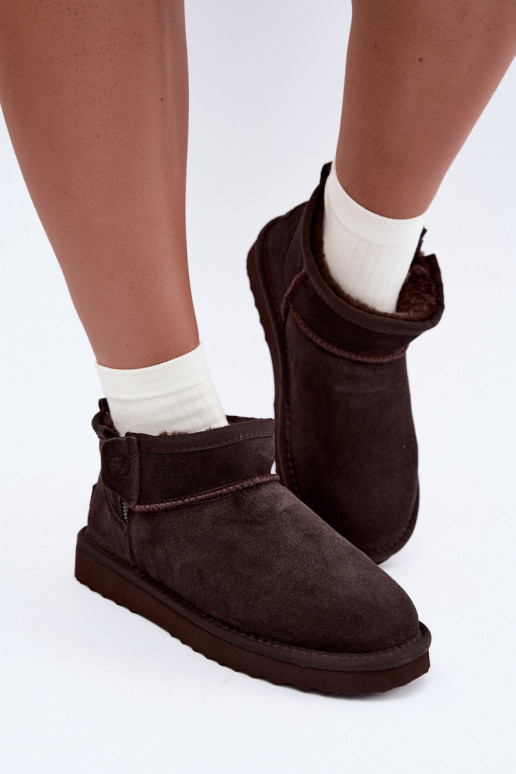 Botas de neve em camurça sintética com fecho éclair cor de chocolate Vinceza 97971
