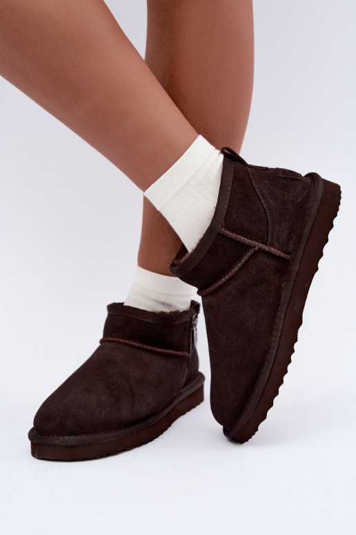 Botas de neve em camurça sintética com fecho éclair cor de chocolate Vinceza 97971