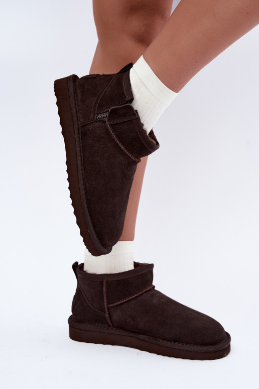 Botas de neve em camurça sintética com fecho éclair cor de chocolate Vinceza 97971