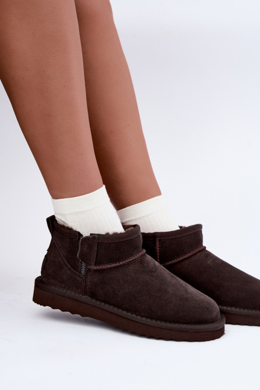 Botas de neve em camurça sintética com fecho éclair cor de chocolate Vinceza 97971