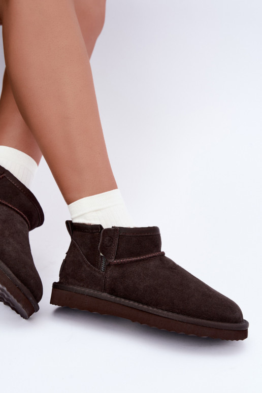 Botas de neve em camurça sintética com fecho éclair cor de chocolate Vinceza 97971