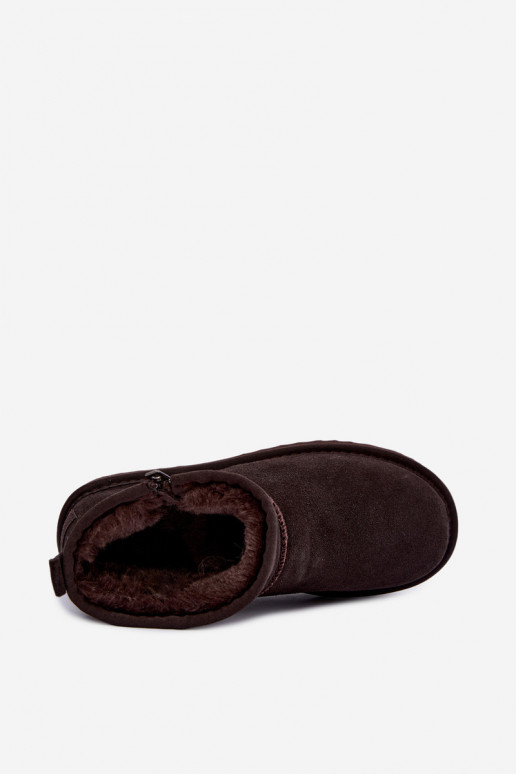 Botas de neve em camurça sintética com fecho éclair cor de chocolate Vinceza 97971