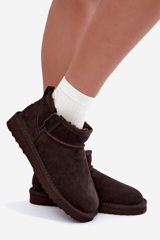Botas de neve em camurça sintética com fecho éclair cor de chocolate Vinceza 97971