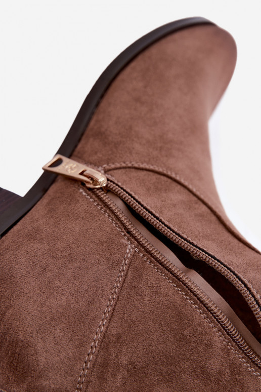 Botas isoladas enrugadas acima do joelho com salto largo cor de areia Vinceza 58669