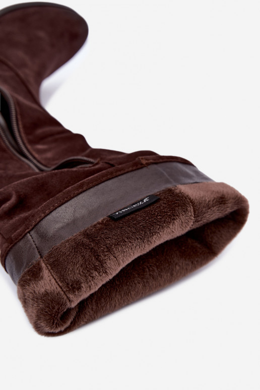 Botas isoladas enrugadas acima do joelho com salto largo cor de chocolate Vinceza 58669