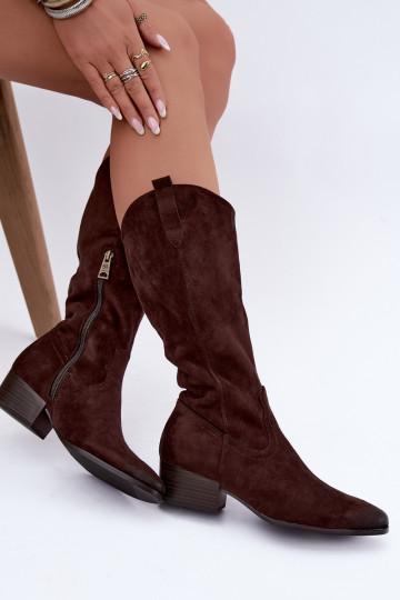 botas longas de estilo cowboy forradas Vinceza 58680 na cor chocolate