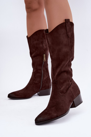 botas longas de estilo cowboy forradas Vinceza 58680 na cor chocolate 2
