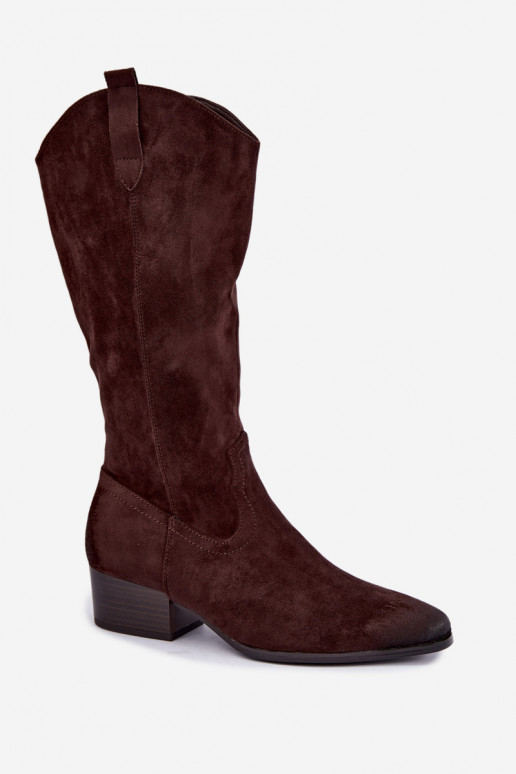 botas longas de estilo cowboy forradas Vinceza 58680 na cor chocolate