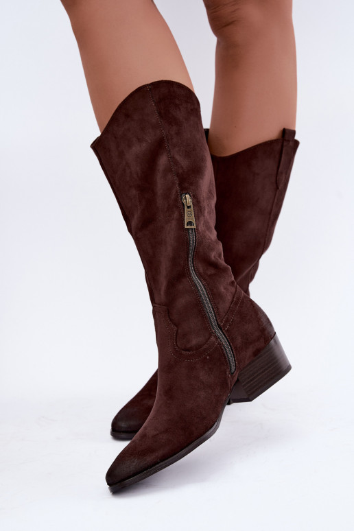 botas longas de estilo cowboy forradas Vinceza 58680 na cor chocolate