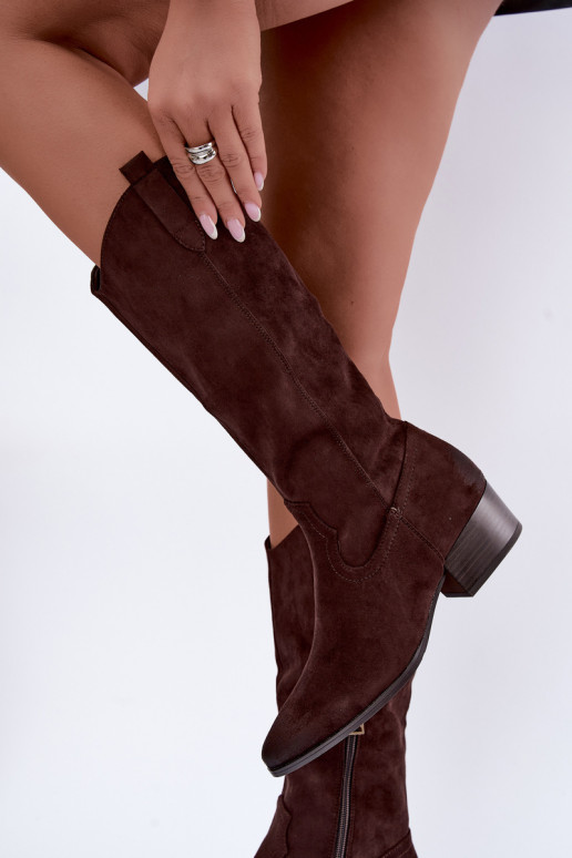 botas longas de estilo cowboy forradas Vinceza 58680 na cor chocolate