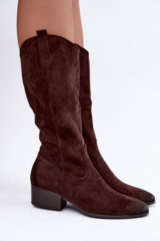 botas longas de estilo cowboy forradas Vinceza 58680 na cor chocolate