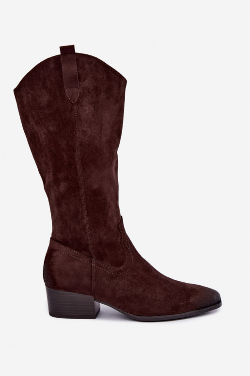botas longas de estilo cowboy forradas Vinceza 58680 na cor chocolate