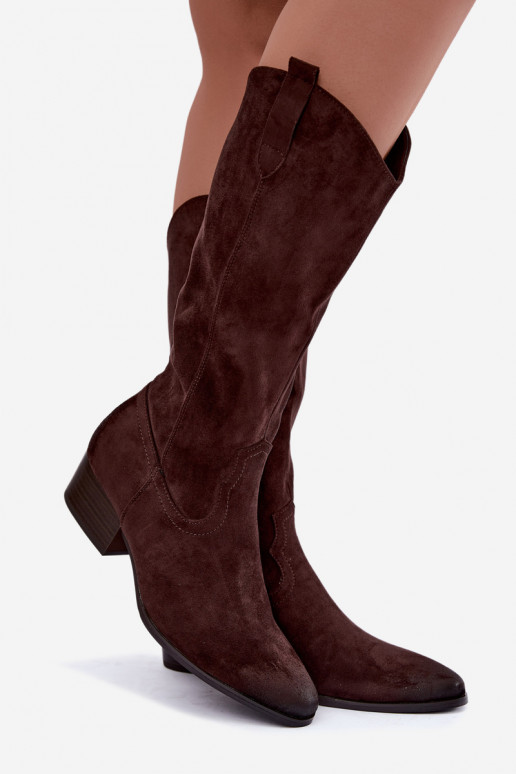 botas longas de estilo cowboy forradas Vinceza 58680 na cor chocolate