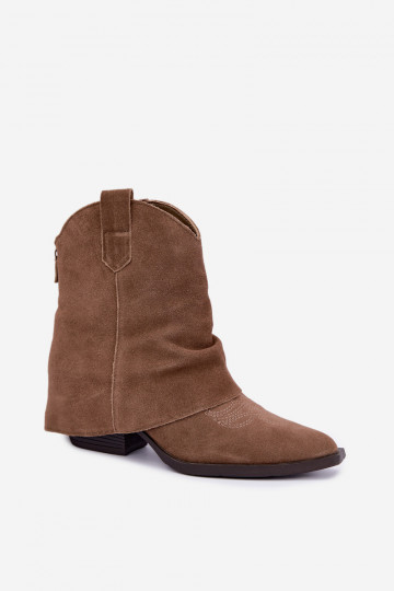 botins forrados com salto Vinceza 31715 na cor areia