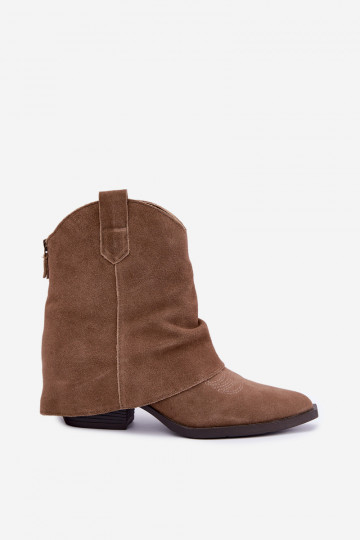 botins forrados com salto Vinceza 31715 na cor areia 2