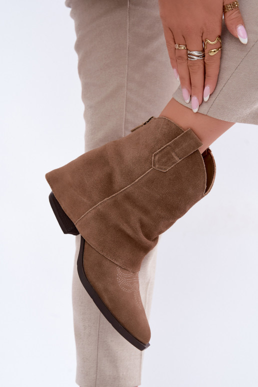 botins forrados com salto Vinceza 31715 na cor areia
