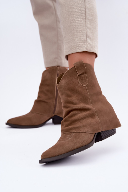 botins forrados com salto Vinceza 31715 na cor areia