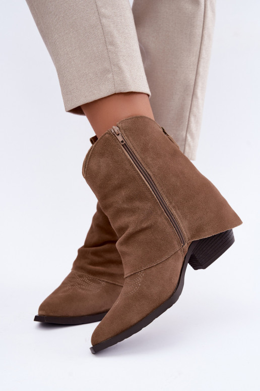botins forrados com salto Vinceza 31715 na cor areia