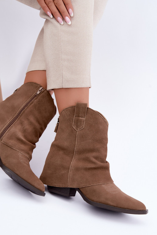 botins forrados com salto Vinceza 31715 na cor areia