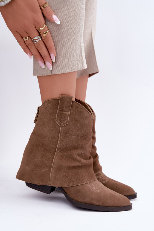 botins forrados com salto Vinceza 31715 na cor areia