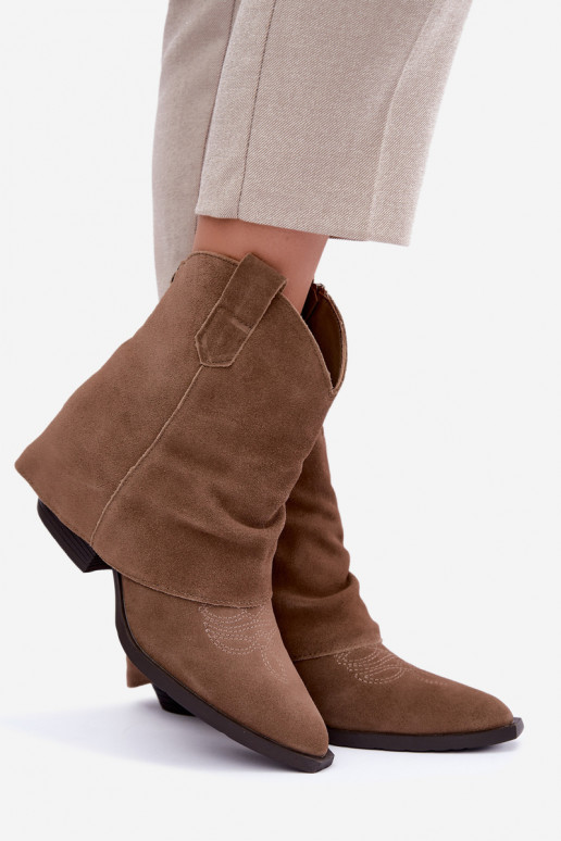 botins forrados com salto Vinceza 31715 na cor areia