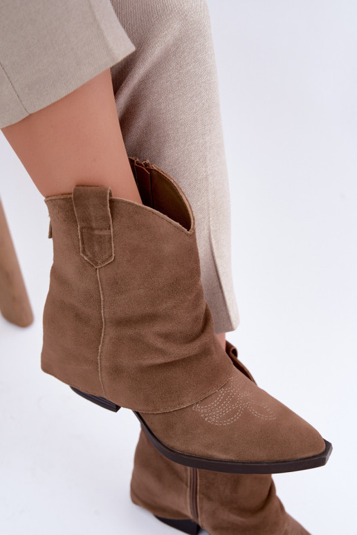 botins forrados com salto Vinceza 31715 na cor areia