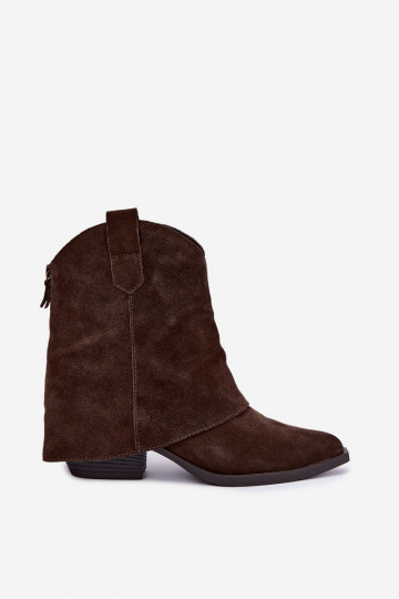 botins forrados com salto Vinceza 31715 na cor chocolate