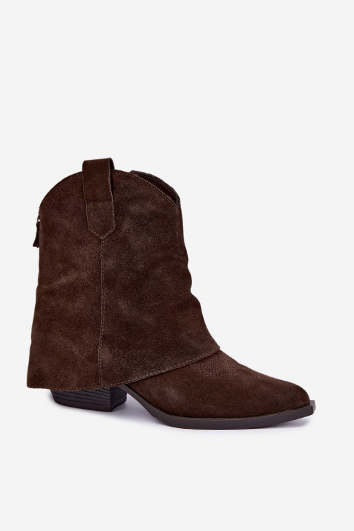 botins forrados com salto Vinceza 31715 na cor chocolate