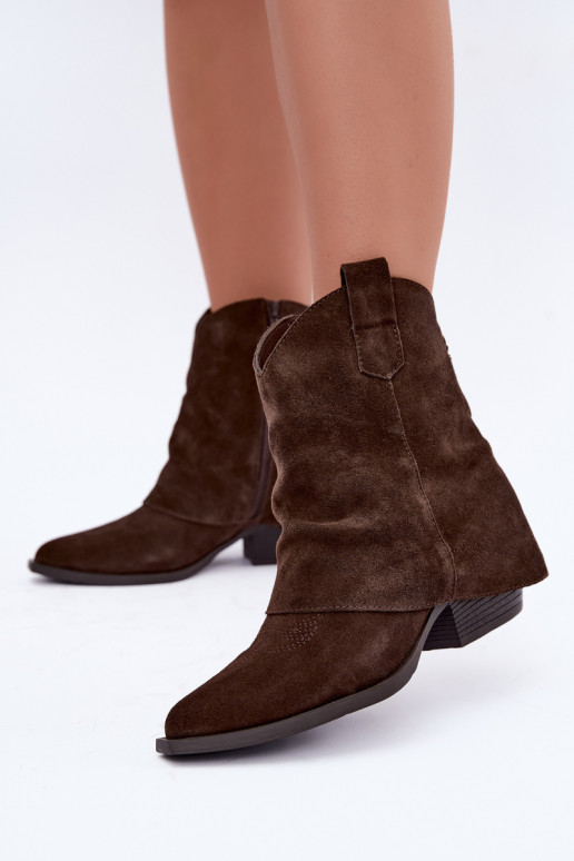 botins forrados com salto Vinceza 31715 na cor chocolate