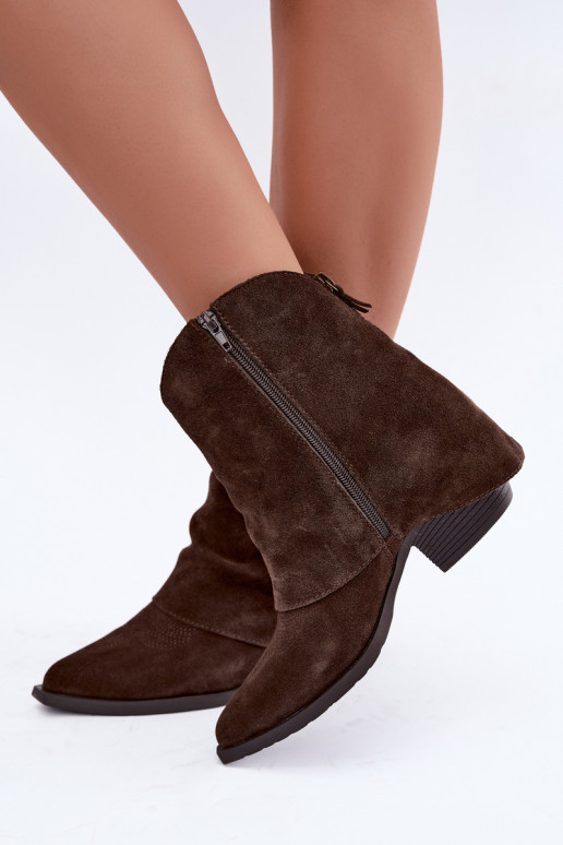 botins forrados com salto Vinceza 31715 na cor chocolate