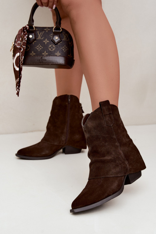 botins forrados com salto Vinceza 31715 na cor chocolate
