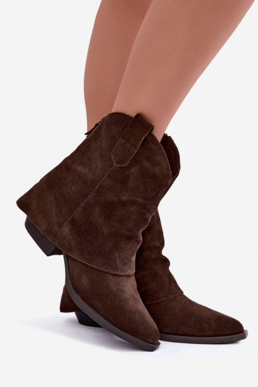 botins forrados com salto Vinceza 31715 na cor chocolate