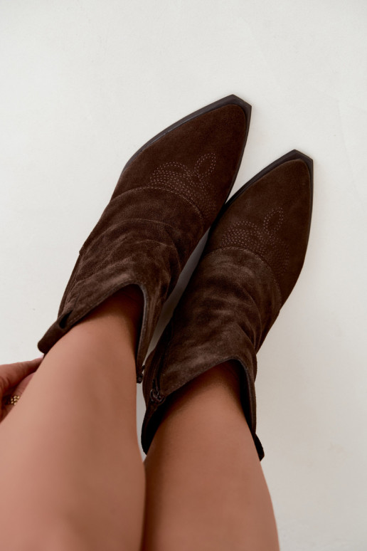 botins forrados com salto Vinceza 31715 na cor chocolate