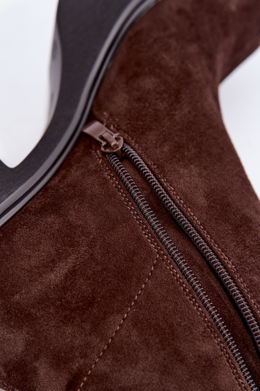 botas longas femininas com plataforma na cor chocolate Nesalie