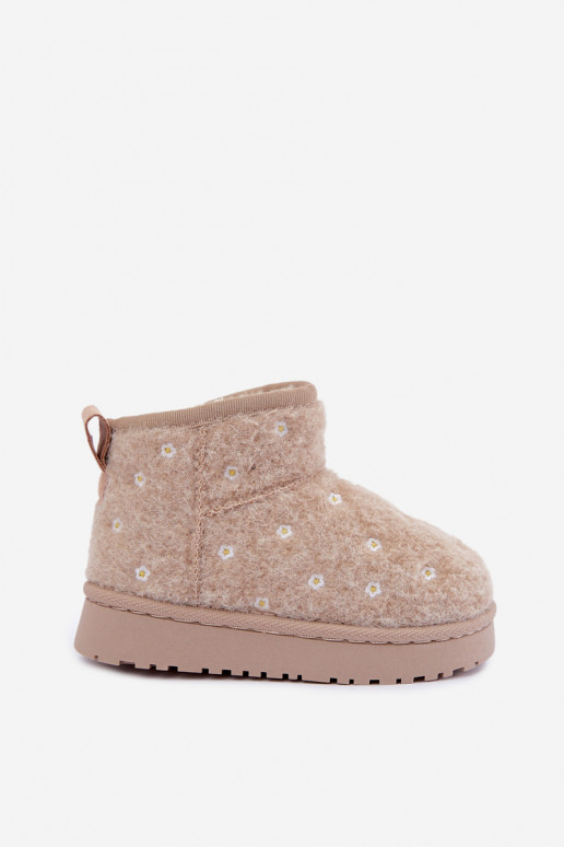 Botas de neve infantis na cor areia com motivos florais Lunabelle