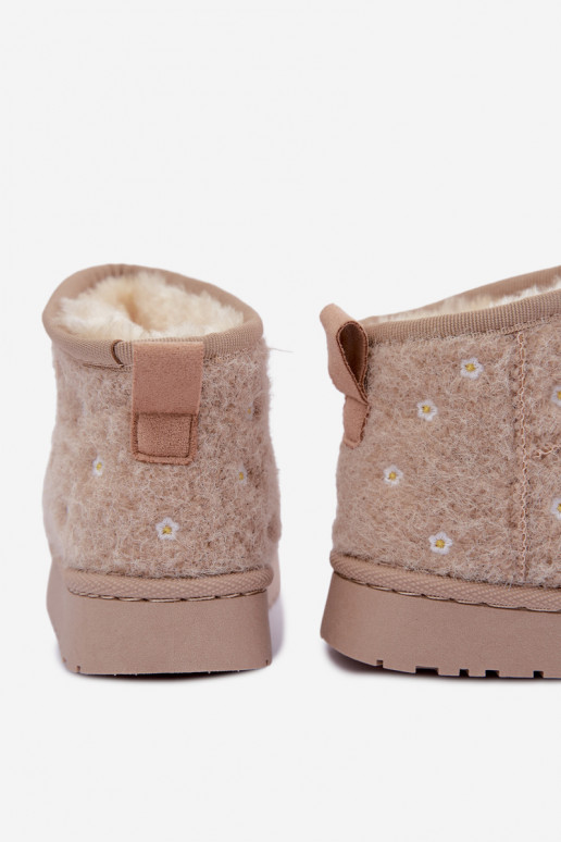 Botas de neve infantis na cor areia com motivos florais Lunabelle
